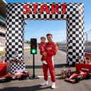 8 Ft Race Car Inflatable Arch Checkered Inflation Arch with LED Light Racing Cars Blow Up Archway Double-Sided Start Finish Line Archway for Race Theme Birthday Sport Party Yard Outdoor Lawn Decor