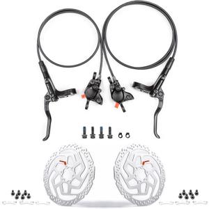 Cyclon MT200 MTB Hydraulic Brakes Set, Left Front 800mm Right Rear 1500mm Aluminum Alloy Hydraulic Bike Brakes, Dual Disc Piston Fit 160mm/180mm Rotors Bike Hydraulic Brakes