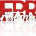 COCHIE Wooden Merry Christmas Sign, Winter Decorations for Home, Office, Shelf, Mantel, Indoor, Wood Snowflake Decor, Red White Table Top Party Decoration (Merry Christmas)