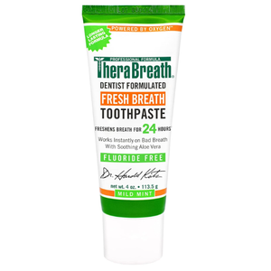 TheraBreath Fresh Breath Dentist Formulated Fluoride Free Toothpaste, Mild Mint, 4 Ounce (Pack of 1), Multi