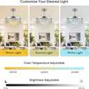 42 Inch Fandelier Ceiling Fan with Light, Chandelier Ceiling Fans with Lights, Crystal Ceiling Fans for Bedroom Living Room, LED Dimmable, 6 Wind Speed,3 Color Temperatures-Chrome