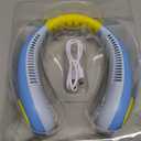 Kids Neck Fan with Shark Sticker, Bladeless Fan for Kids, Safe Portable Rechargeable Cooling Fan for 4-14Y Boys, 2600mAh Personal Fans for Your Neck, 4 Speeds & Lightweight, Summer Gifts for Kids (Dark Blue-Shark)