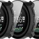Compatible with SUUNTO Vertical Screen Protector Case, FitTurn Replacement Color PC Bumper with Tempered Glass Full Cover Film Accessories (Black*3)