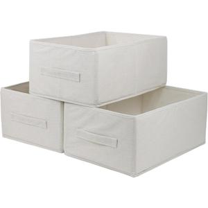 Fabric Storage Bins, 3 Pack Foldable Storage Baskets for Shelves, Decorative Linen Closet Organizers and Storage, Storage Box Container for Organizing Clothes Toy Pantry Wardrobe Closet