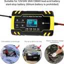 ODOMY 12V/24V Smart Battery Charger | Pulse Repair Charger with LCD Display | Intelligent Mode Overvoltage Protection Temperature Monitoring for Car, Truck, Motorcycle, Boat, SUV, ATV