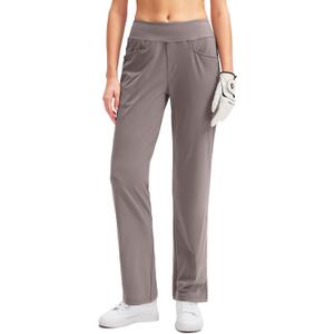 SANTINY Women's Golf Pants with 3 Pockets Stretch High Waisted Pull on Pants for Women Travel Work Casual (Small, Dusty Grey)