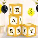 Bee Baby Shower Balloon Boxes Decorations - 4Pcs Honey Bumble Theme What Will It Bee Gender Reveal Decorations Balloon Box Backdrop Block Party Supplies