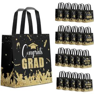 Infankey 24 PCS Graduation Gift Bags 2026 Congrats Party Favors Congrats Grad Non Woven with Handles Goodie Bags for Graduation Theme Party Supplies