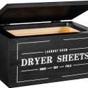 Cute Dryer Sheet Holder with Lid  Rustic Farmhouse Dispenser Laundry Room Decor Accessories, Container Fabric Softener for Organization/Storage, Black