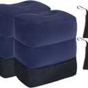 Inflatable Travel Foot Rest Pillow, Adjustable Height Leg Rest Pillow for Cars, Home, Office, Trains, Airplane, Make a Flat Bed for Baby, Kids, Toddlers, with 2in1 Storage Bag (2 Pack)