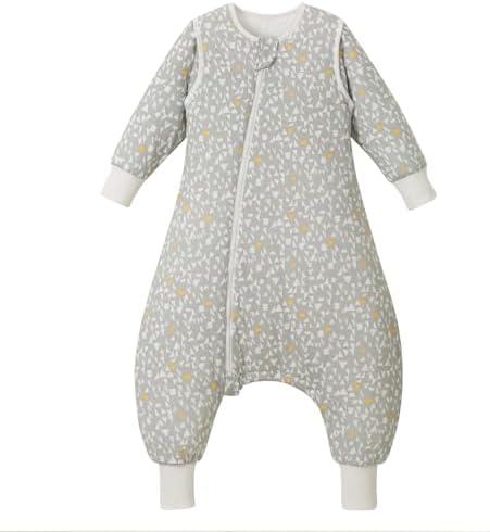 Nivolltha Super Soft Removable Long Sleeve 2.5 TOG Sleep Sack with Legs, 100% Cotton Winter Toddler Sleeping Sack with Feet, Graphic, Size S