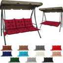 NACATIN 3 Seat Cushion for Outdoor Swing - 60x40 inches, 4" Thick Porch Swing Cushions with Ties and Storage Bag, Waterproof Bench Cushions for Patio, Outdoor, Backyard and Garden (Wine Red)