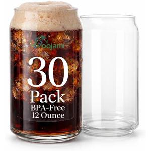 Oojami 30 pcs Can shaped Plastic Disposable Stemless Shatterproof BPA-Free drinking cups Beer Iced Coffee Mocktails, Cocktails Soda Water, Iced Tea, Boba, Home, Bars Wedding, Party, 12 Ounce