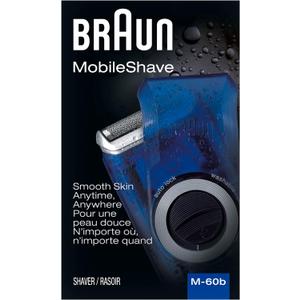 Braun Electric Razor for Men, M60b Mobile Electric Foil Shaver, Washable (1 Count (Pack of 1), Blue)