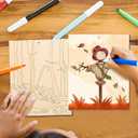 10PCS Large Halloween Unfinished Wood Crafts,Predrilled Wooden Ornaments for Painting,Ghost Witch Bats Designs,Paintable Wood Slices Craft Supplies with Ropes (Autumn)