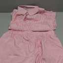 pnahip Women 2 Piece Stripe Outfits 2024 Summer Casual Long Sleeve Button Down Blouse and Shorts Lounge Set Tracksuit, Pink, L