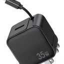 Retractable Wall Charger, 35W Fast USB Chargers Block with Cables for iPhone 14/13/12/11 Pro MAX/XR/XS/8/7,iPad, Portable Retractable Charger Wall Plug for Home Travel Office (Lightening+ cables, Black)