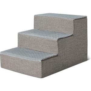 Amazon Basics Dog Steps, 14.4" H, 3-Step Pet Stairs with Non-Slip Bottom for Bed Couch and Sofa, Indoor Dogs and Cats, Grey