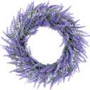 20" Lavender Wreath for Front Door, Artificial Purpule Wreath for Porch, Wedding, Farmhouse Decor, Outdoor Wreaths All Seasons Spring Summer Home Wall Window Decorations(Purple Lavender)