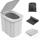 Portable Camping Toilet for Adults - Hapoon XL Portable Folding Toilet with Lid,Travel Portable Potty for Adults,Porta Potty Car Toilet (Gray)