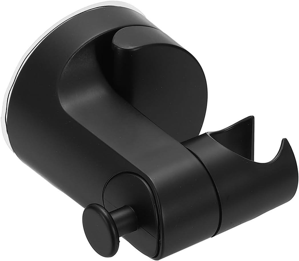 uxcell Suction Cup Shower Head Holder, Adjustable Handheld Shower Head Holder with Hook Removable Wall Mounted Round Bracket No Drill for Bathroom Hotel Apartment, Black