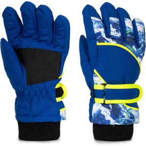 Kids Winter Snow Ski Gloves for Boys Girls Water-Repellent Cold-Weather Warm Thick Fleece Gloves for 4-7 Years Old (Medium, Blue)