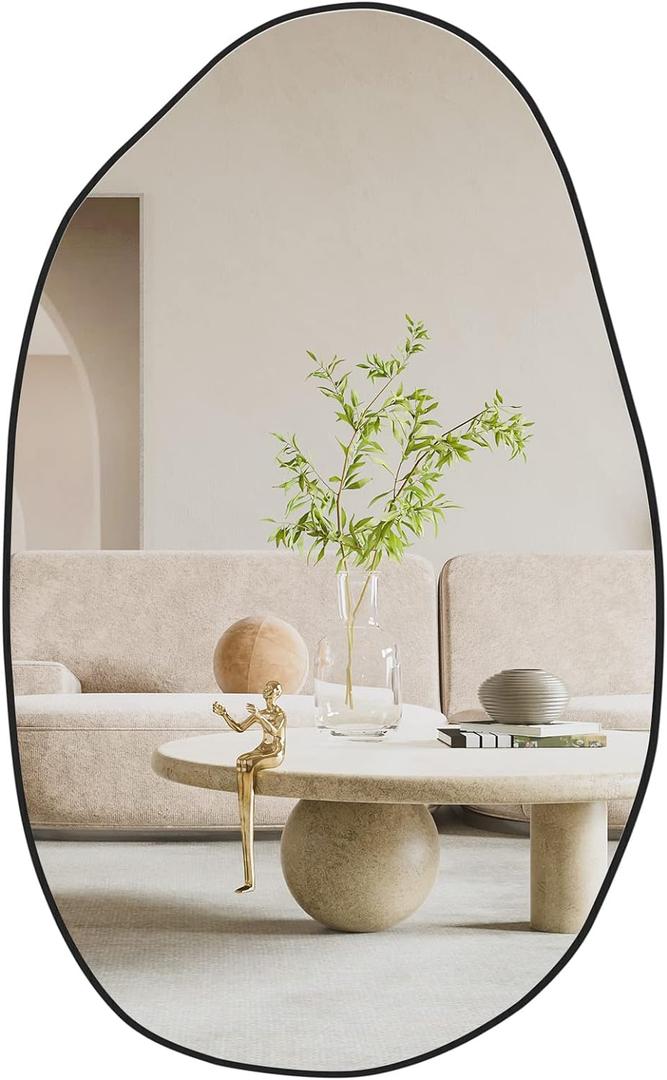 CASSILANDO Irregular Asymmetrical Mirror Wall Mounted, Unique Vanity Mirror,Shaped Dressing Mirror Decorative for Living Room, Bathroom, Bedroom, Entryway Wall Decor, 33.5"20.5"