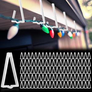 Yousoontic 100 Pcs Christmas Light Clips for Tile Roofs 1/5-1 5/8" Outdoor Board Clips Fascia Boards Hanger Weatherproof Plastic Gutter Hooks for Clay Tile Roof Fence Eave Xmas Party Decoration