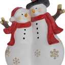 LARAINE HOME Christmas Decor Snowman Figurines Resin Lighted Indoor Ornaments Holiday Tree Festive Decorations Light Up New Year Gift Decoration for Table (Snowman Couple)