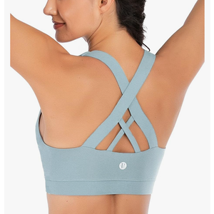 RUNNING GIRL Sports Bra for Women, Criss-Cross Back Padded Strappy Sports Bras Medium Support Yoga Bra with Removable Cups,Size L
