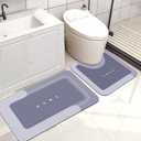 Housego Absorbent Bath Mat, Quick Dry Bath Rug, Non-Slip, 2PCS, Blue, 2 Pieces