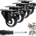 Caster Wheels, 2 inch Casters, Casters Set of 4 Heavy Duty - CLOATFET Locking Casters, Swivel Casters with Brake (Top Plate), Non Marking Black Castor Wheels for Cart Furniture Workbench