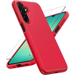 FNTCASE for Samsung Galaxy A26-5G Case: Dual Layer Protective Heavy Duty Cell Phone Cover Shockproof Rugged with Non Slip Textured Back - Military Protection Bumper Tough - 2025, 6.7 inch (Red)