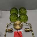 Vintage Bathroom Light Fixtures,4-Light Hardwired Vanity Lights with Green Tulip Glass Shade,Gold Bathroom Vanity Light for Mirror Restroom,E26 Socket,25.2 in(Bulbs Not Included)