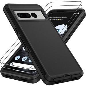 Pilaru for Google Pixel 7 Pro Case : 14FT Military Grade Drop Protection Phone Case with 2Pc HD Screen Protector, Shockproof/Dustproof/Drop Proof Protective Case for Pixel 7 Pro-Black