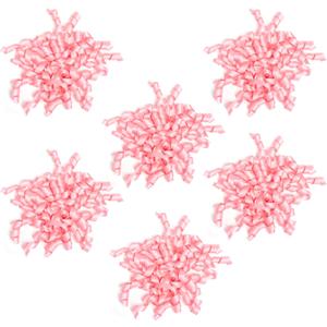 6 Inch Pink Curly Bows for Gift Wrapping Set of 6, Self Adhesive Bows Pink Gift Bows for Presents, Satin Ribbon Bows for Birthday, Wedding, Christmas, Bridal Shower, Gift Wrap Accessory