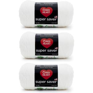 Red Heart Super Saver White Yarn - 3 Pack of 198g/7oz - Acrylic - 4 Medium (Worsted) - 364 Yards - Knitting/Crochet