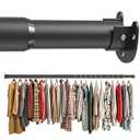 AeedWisp Closet Rod 50-87 Inches, Adjustable Heavy Duty Metal Black Closet Rods for Hanging Clothes 1.3 Inches Diameter for Wardrobes Laundry