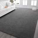 Kimicole 7x10 Washable Area Rugs for Living Room Bedroom, Large Low Pile Ulta-Thin Solid Color Rug, Non-Slip Soft Fluffy Carpet for Nursery Kids Room Dorm Room Home Decor (Deep Grey)