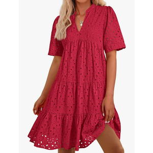 BTFBM Womens Boho Summer Dresses 2025 Resort V Neck Short Sleeve Hollow Out Lace Ruffle Casual Beach Mini Vacation Dress, Size XL BTFBM Womens Boho Summer Dresses 2025 Resort V Neck Short Sleeve Hollow Out Lace Ruffle Casual Beach Mini Vacation Dress, Size XL