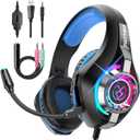 Gaming Headset for PC, Ps5, Switch, Mobile, Gaming Headphones for Nintendo with Noise Canceling Mic, Deep Bass Stereo Sound (Black Blue)