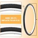 Hycline 26X1 3/8 Bike Tire Set: 2-Pack (37-590) Folding High-Density Bicycle Tires with Schrader Tubes & Tire Levers Fits Vintage 261 3/8 City/Commuter Bikes