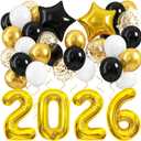 2026 Black and Gold Graduation Decorations Balloons Kit - 40 Inch Gold 2026 Number Balloons, Graduation Party Supplies 2026 for High School College Graduation, Class of 2026 Grad Decor