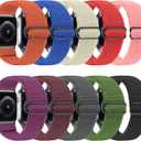 Tiptops 10 PACK Elastic Watch Band Compatible with Apple Watch 44/45/46/49/42mm(Series 3 2 1) , Adjustable Length, Stretch Nylon Sports Watch Strap, Compatible with iWatch Ultra 2 Series 10/9/8/7/SE/6/5/4/3/2/1/SE for Men Women