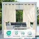 Sunshelf 4 Panels Outdoor Sheer Curtains for Patio, Waterproof Light Filtering Outside Curtains with Grommets for Porch, Pergola, Cabana, 4PCS x 54" W x 84" L, BeigeWhite