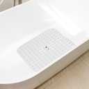 AmazerBath Shower Mat Non Slip 21 x 21 Inches, Square Shower Mat with Suction Cups and Drain Holes, Shower Stall Mat Machine Washable (Clear)