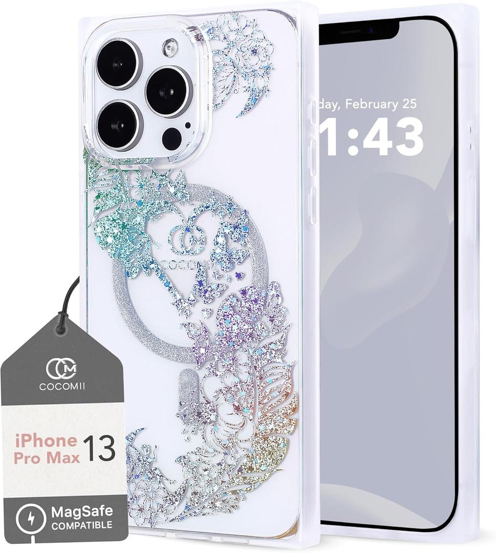 Cocomii - Rectangle Case Compatible with iPhone 13 Pro Max/12 Pro Max - Compatible with MagSafe, Fashion Forward Design, Timeless Pattern, Case for iPhone 13 Pro Max/12 Pro Max 6.7 inch, Holographic (Paradise)