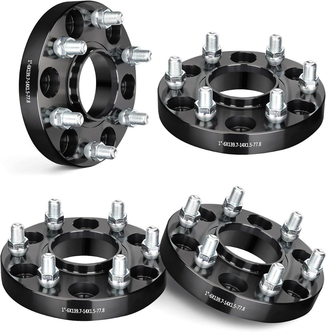 EVIL ENERGY 6x5.5 Wheel Spacers 1 inch Compatible with Ram 1500 2019-2024, 6x139.7 mm Hubcentric with Lip 6 Lugs 77.8 mm Hub Bore M14x1.5 Studs Black