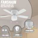 42" Pull Chain Ceiling Fan: Traditional Flush Mount Ceiling Fan with Light - LED Bulb - Dual Finish Blades - Reversible Function for Bedroom - White