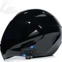 FRBRK Motorcycle Bluetooth Modular Helmet, DOT Approved Dual Visor Full Face Flip up Bluetooth Integrated Motorcycle Helmets for Adults Men Women (Large, Gloss Black)